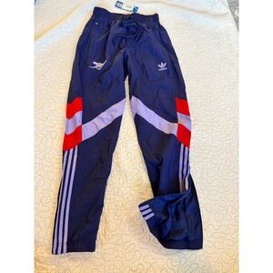 Adidas Track Pants Navy Purple Red White Stripes Zip Pocket Size Small